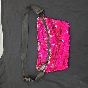Pink and Silver Reversible sequence Fanny pack